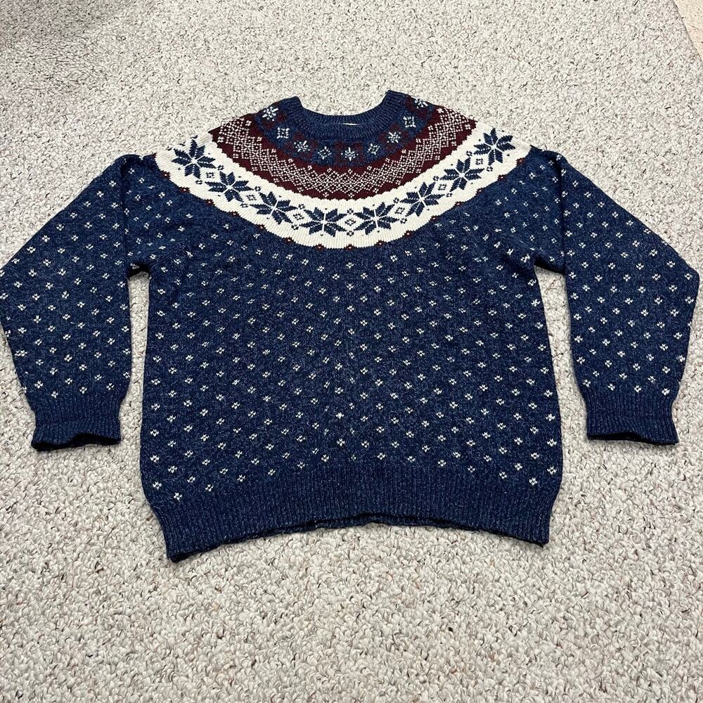 Vintage Northern Reflections Fair Isle Sweater L Winter Nordic Wool Blend Cozy